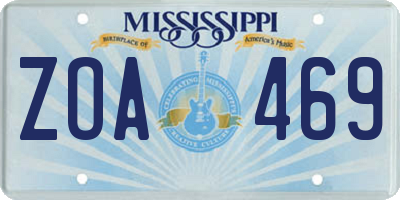 MS license plate ZOA469