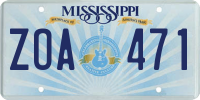 MS license plate ZOA471