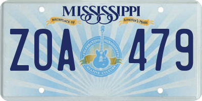 MS license plate ZOA479