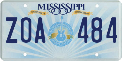 MS license plate ZOA484