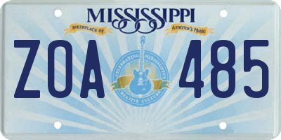 MS license plate ZOA485