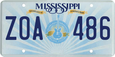 MS license plate ZOA486