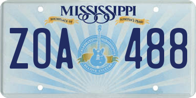MS license plate ZOA488