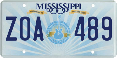 MS license plate ZOA489