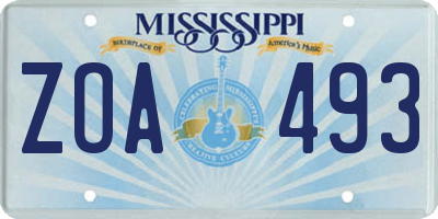 MS license plate ZOA493