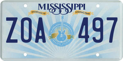 MS license plate ZOA497