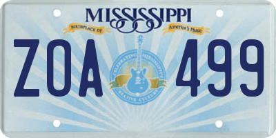 MS license plate ZOA499