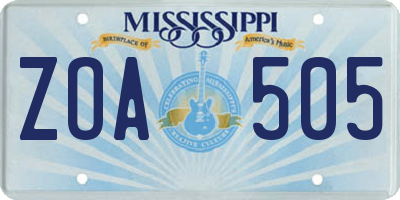 MS license plate ZOA505