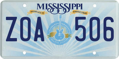MS license plate ZOA506