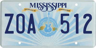 MS license plate ZOA512