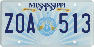 MS license plate ZOA513