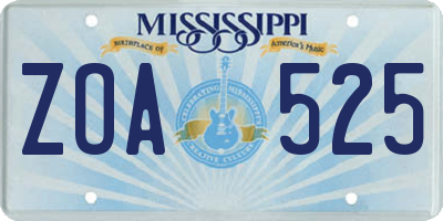 MS license plate ZOA525
