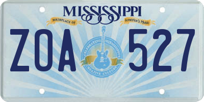 MS license plate ZOA527