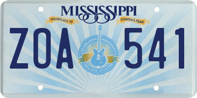 MS license plate ZOA541