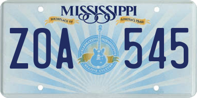 MS license plate ZOA545