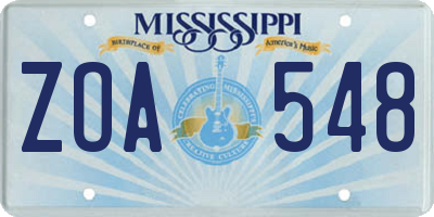 MS license plate ZOA548