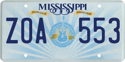 MS license plate ZOA553