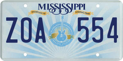 MS license plate ZOA554
