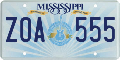 MS license plate ZOA555