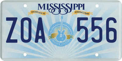 MS license plate ZOA556