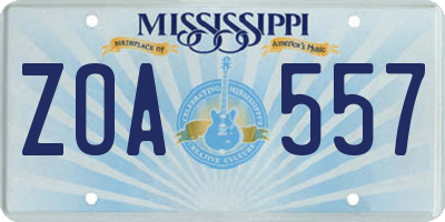 MS license plate ZOA557