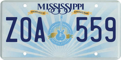 MS license plate ZOA559