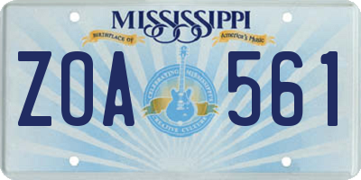 MS license plate ZOA561