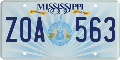 MS license plate ZOA563