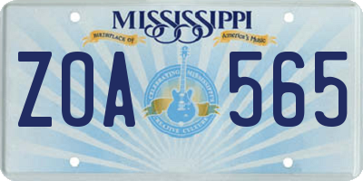 MS license plate ZOA565