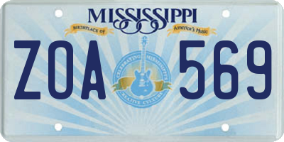 MS license plate ZOA569