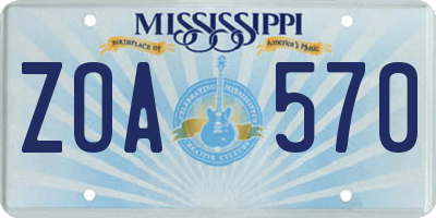 MS license plate ZOA570