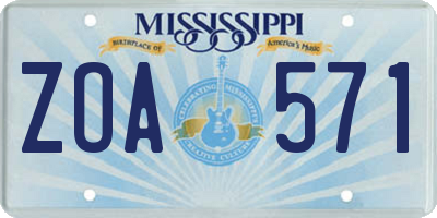 MS license plate ZOA571