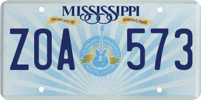 MS license plate ZOA573