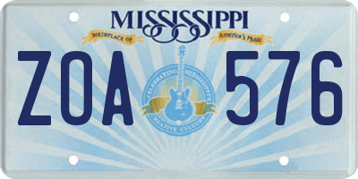 MS license plate ZOA576