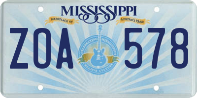 MS license plate ZOA578