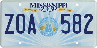 MS license plate ZOA582