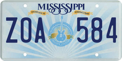 MS license plate ZOA584