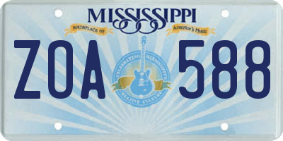 MS license plate ZOA588