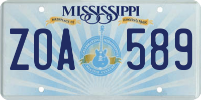 MS license plate ZOA589