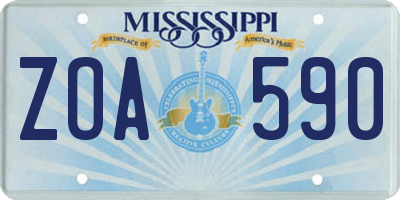 MS license plate ZOA590