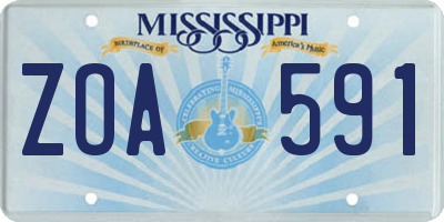 MS license plate ZOA591