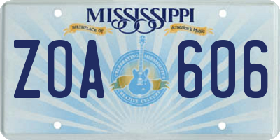 MS license plate ZOA606