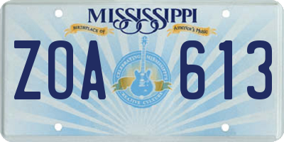 MS license plate ZOA613
