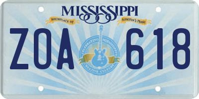 MS license plate ZOA618