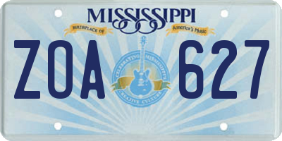 MS license plate ZOA627