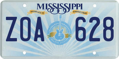 MS license plate ZOA628