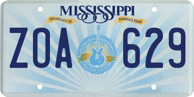 MS license plate ZOA629