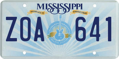 MS license plate ZOA641