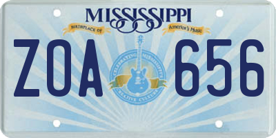 MS license plate ZOA656