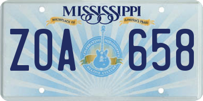 MS license plate ZOA658